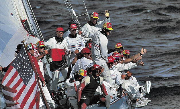Stars & Stripes crew celebration photograph