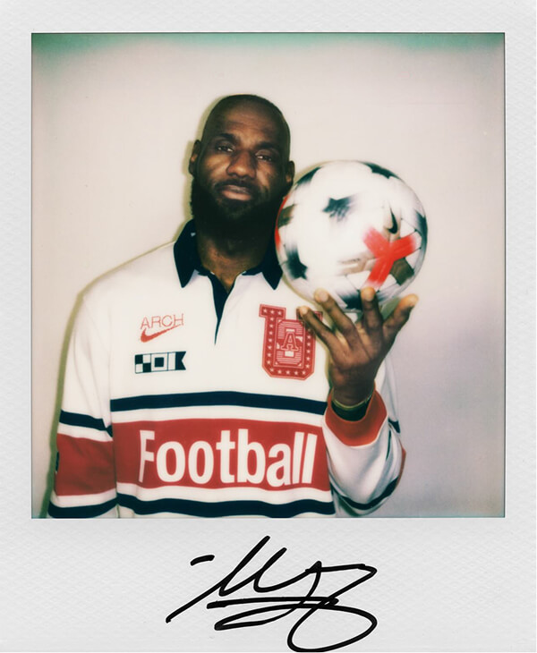 LeBron James V.A.A. football jersey photograph